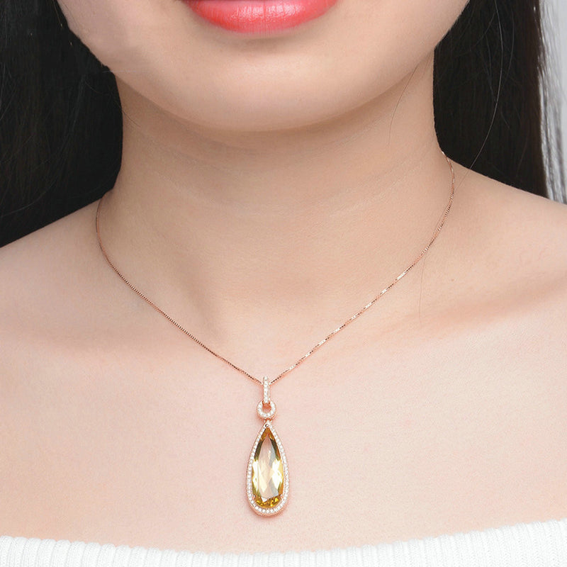 Citrine Rose Gold Pendant Necklace