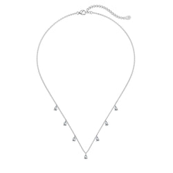 Silver S925 Pear-Shaped Drop Pendant Necklace with Inlaid Zircon