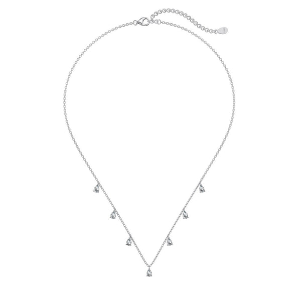 Silver S925 Pear-Shaped Drop Pendant Necklace with Inlaid Zircon