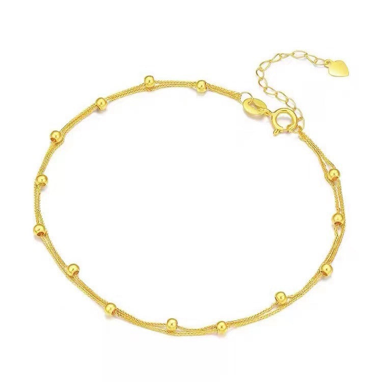 18K Gold Double Layer Pearl Star Bracelet