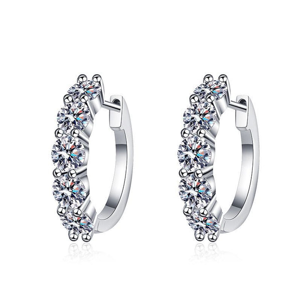 Moissanite Single Diamond Women's Sterling Silver Earrings