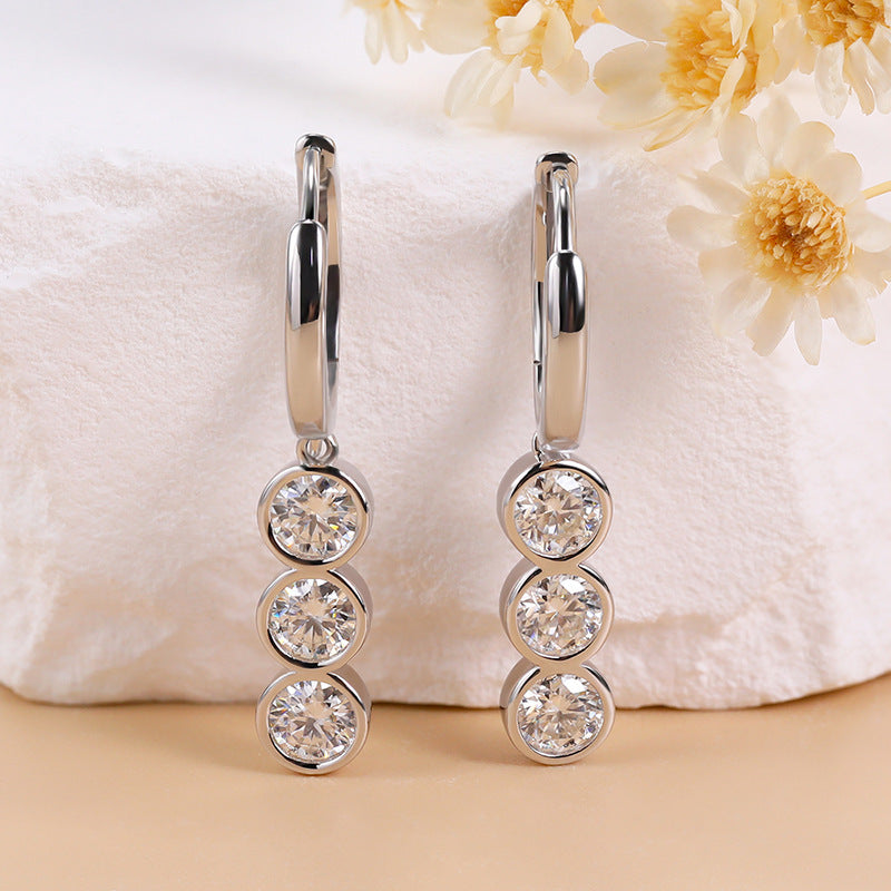 Elegant Moissanite 925 Silver 18K Gold-Plated Bubble Earrings