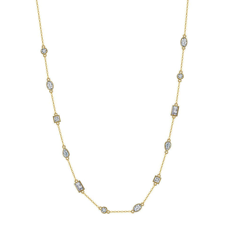 Necklace Short Sparking Zirconium Sterling Silver 14k gold plating