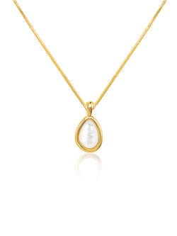 White Shell Water Droplet Necklace plated 18k gold