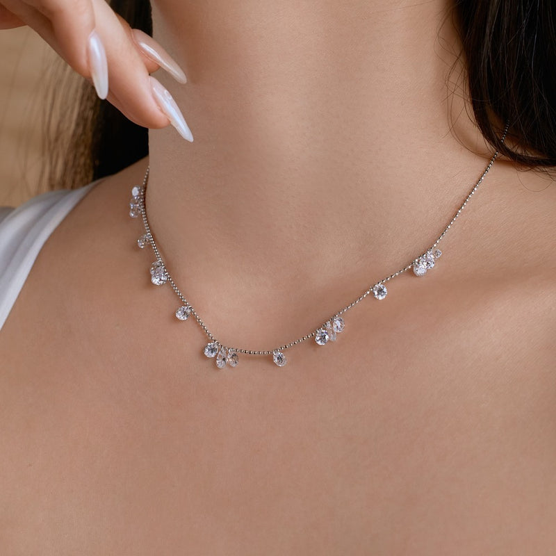 Silver S925 Pear-Shaped Water Drop Zircon Necklace Gold-Plated