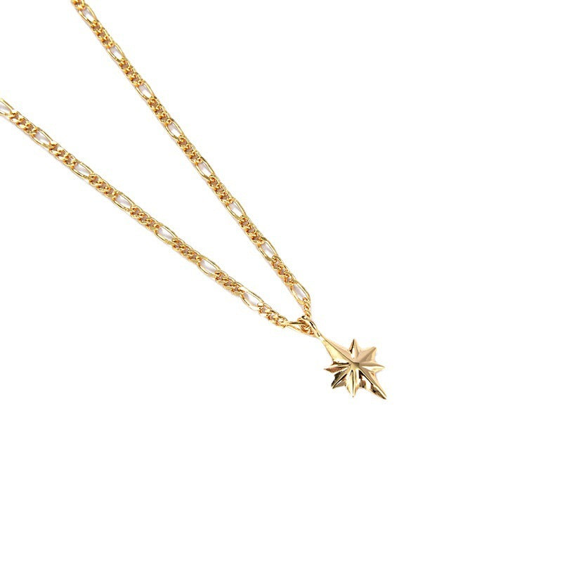 S925 Silver Plating 18K Gold Six-Pointed Star Twin Basic Necklace