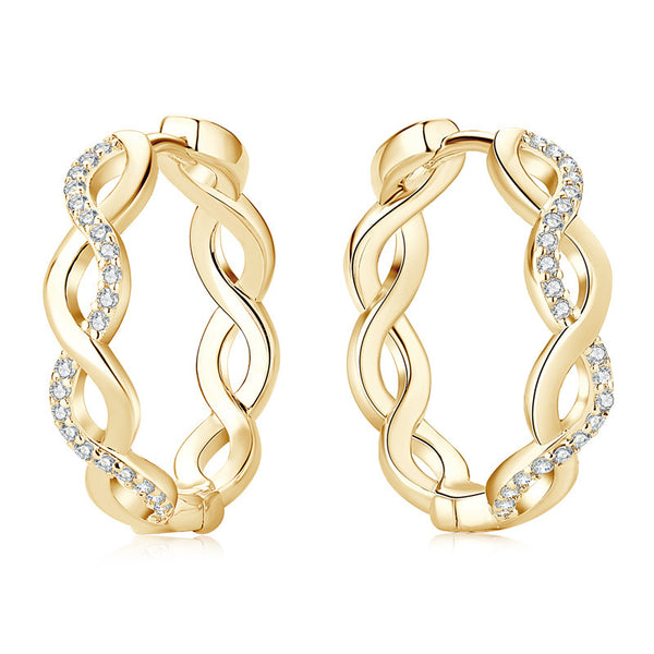 Twist Moissanite Ear Ring  925 Sterling Silver Stud Earrings gold plating