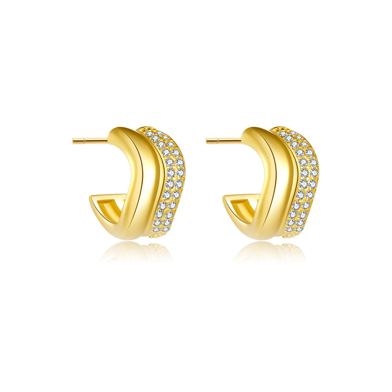 High-Grade Geometric S925 Sterling Silver Circle Earrings gold plated