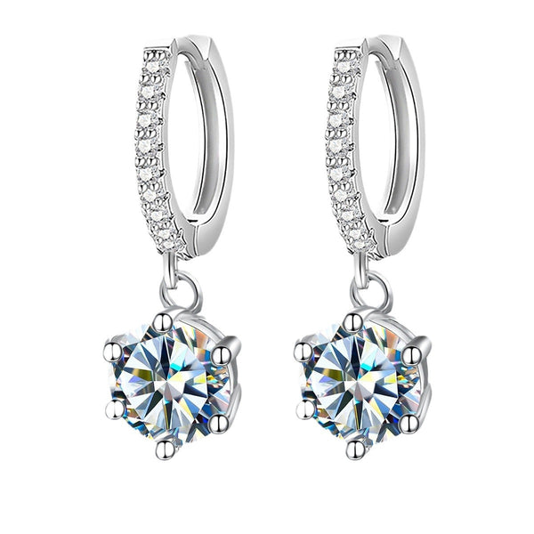 925 Sterling Silver Classic Six-Claw Moissanite Earrings