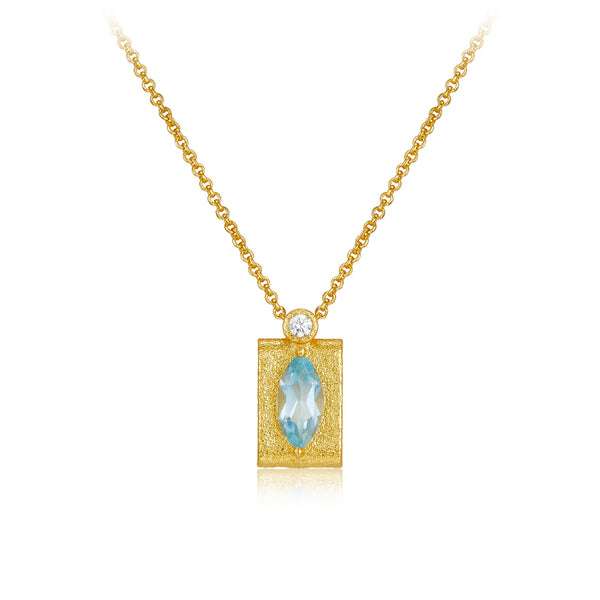 925 Sterling Silver Topaz Necklace gold plated