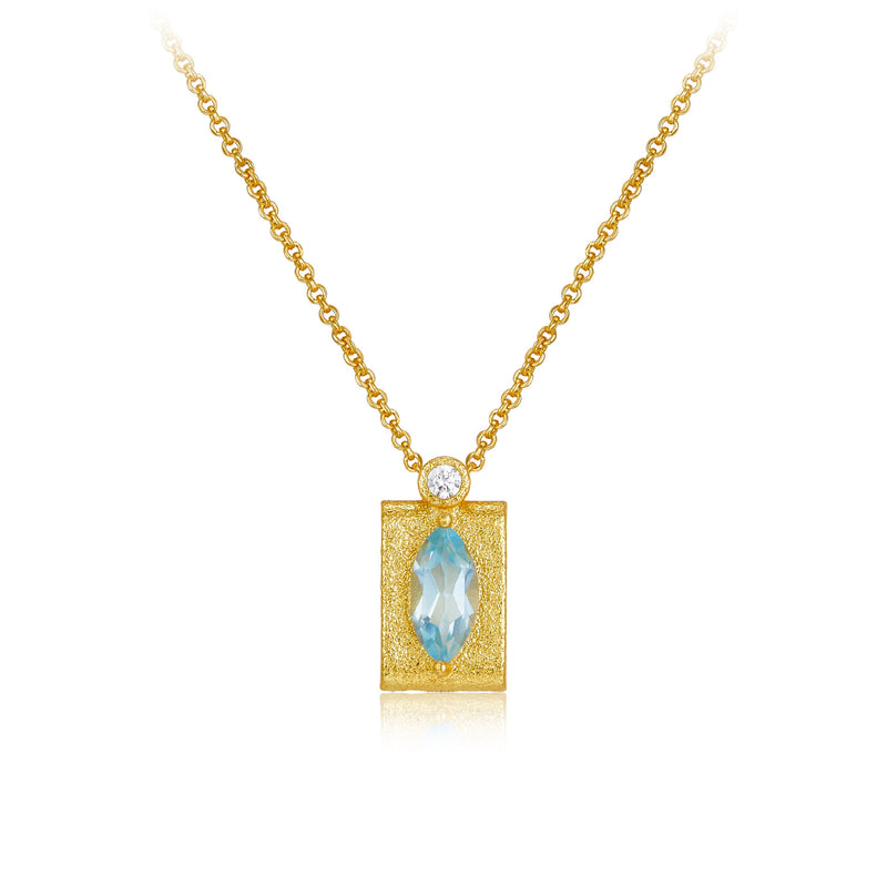 925 Sterling Silver Topaz Necklace gold plated