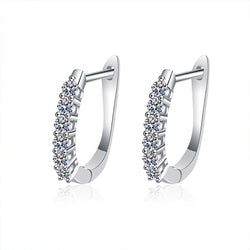 925 Sterling Silver U-shaped Earrings  White gold plated