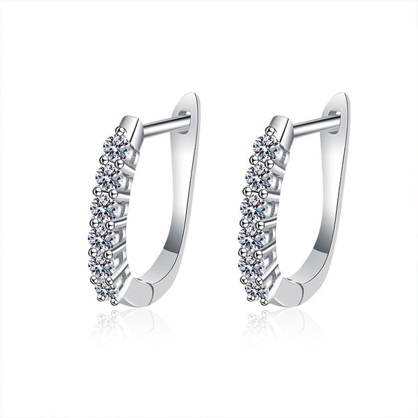 925 Sterling Silver U-shaped Earrings  White gold plated