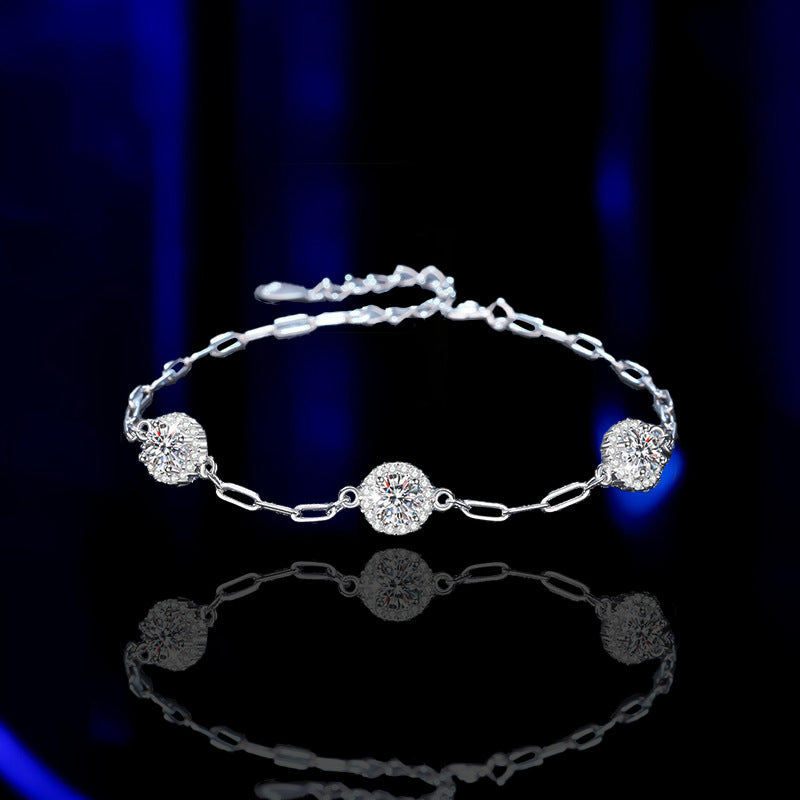 S925 Sterling Silver Diamond Crown Bracelet