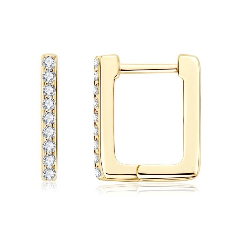 Sterling Silver Square Moissanite Stud Earrings Gold Plated