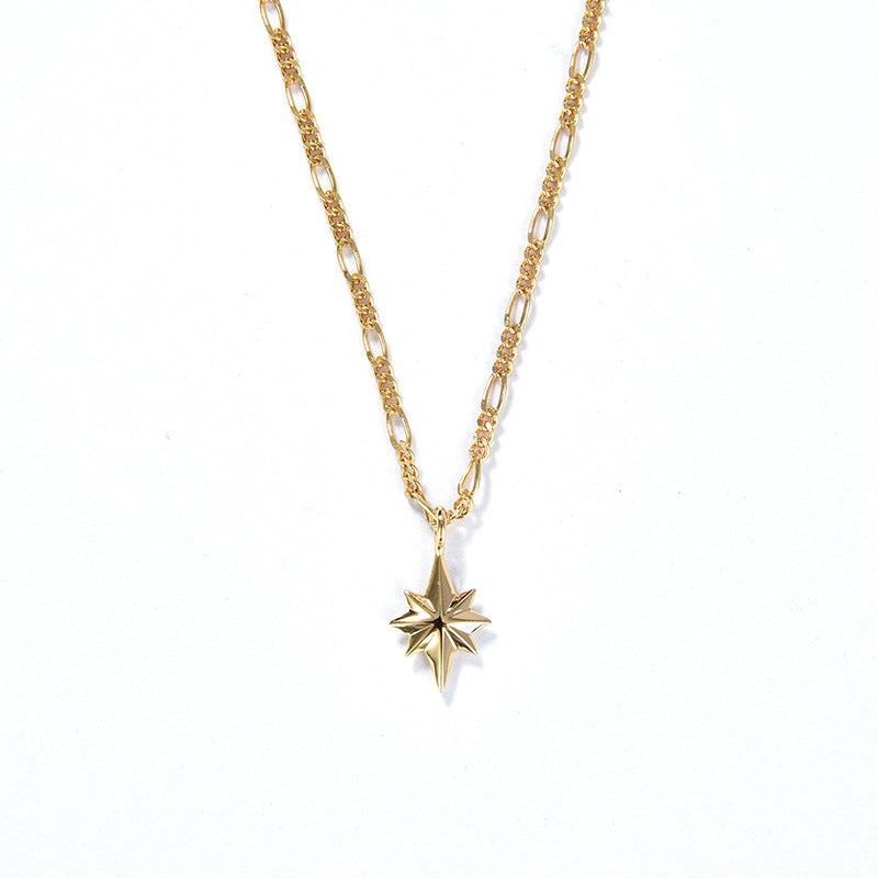 S925 Silver Plating 18K Gold Six-Pointed Star Twin Basic Necklace