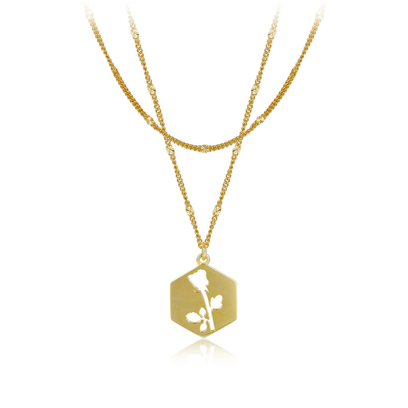 S925 Silver Double-layer Necklace gold plating