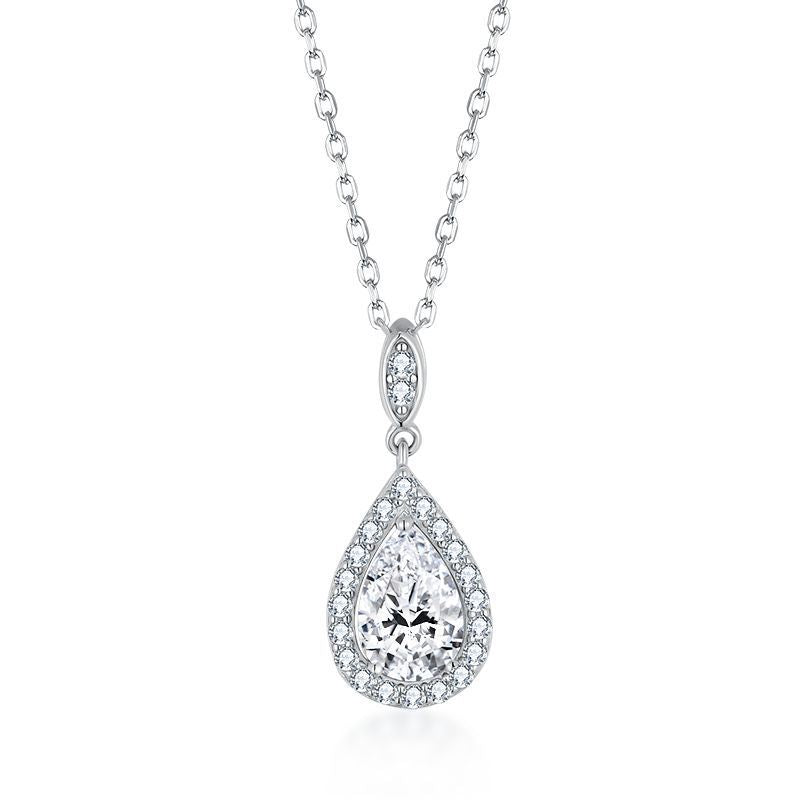 Necklace -18K White Gold-Plated 925 Silver Pendant