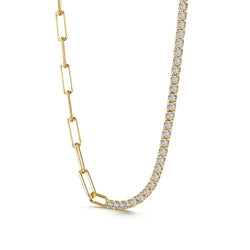 Silver S925 Tennis Necklace with Zircon, Double-Piece Gold-Plated Design