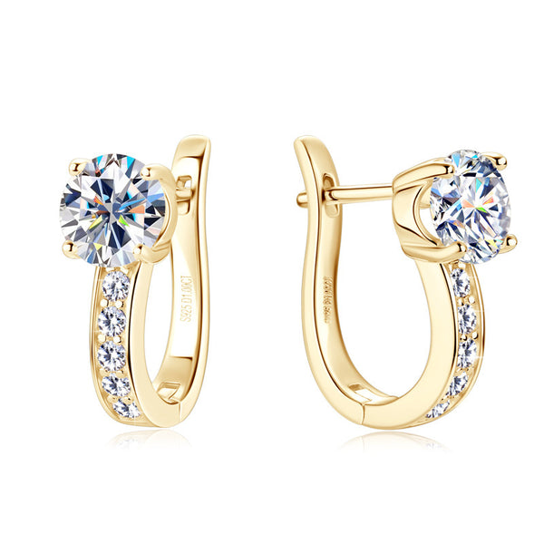 Fashionable High-Grade Moissanite Earrings gold plating