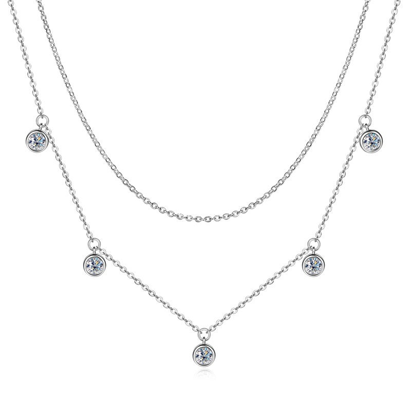 High-Grade S925 Sterling Silver Moissanite Necklace gold plated