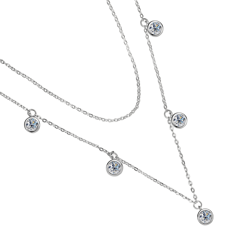 High-Grade S925 Sterling Silver Moissanite Necklace gold plated