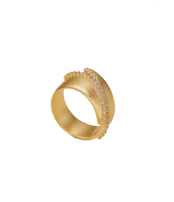 Adjustable Frosted 925 Silver Ring 18k gold plated