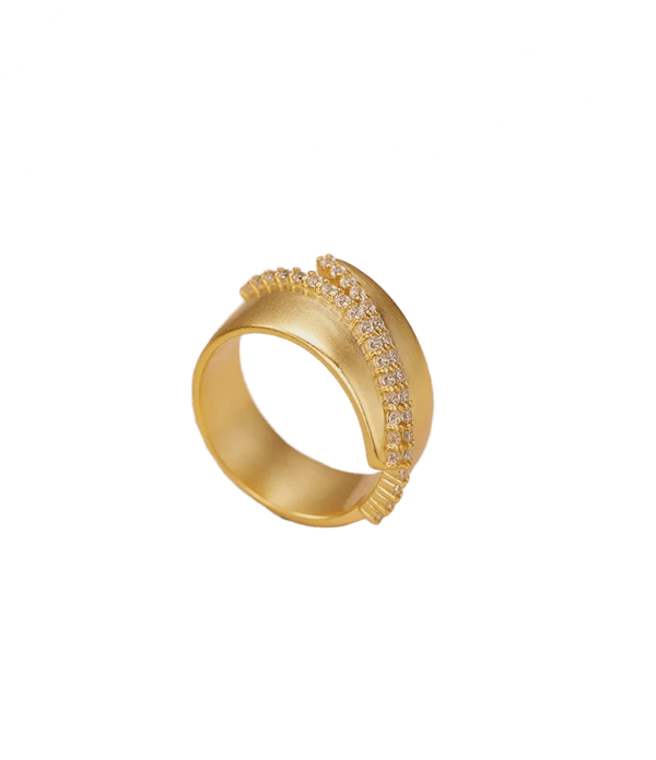 Adjustable Frosted 925 Silver Ring 18k gold plated