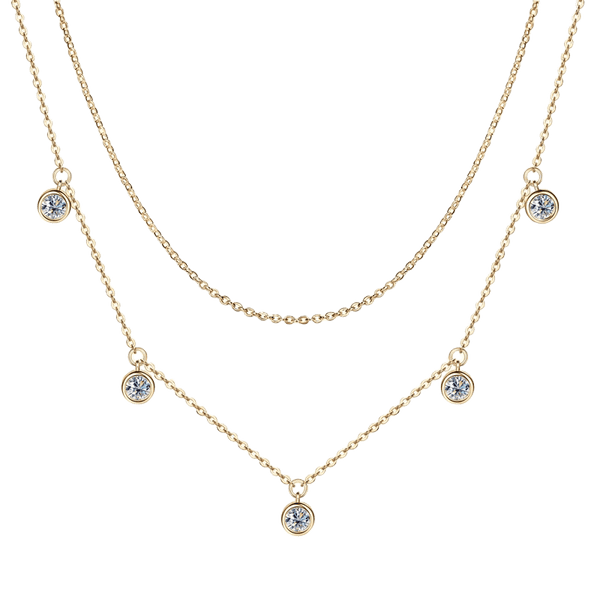 High-Grade S925 Sterling Silver Moissanite Necklace gold plated